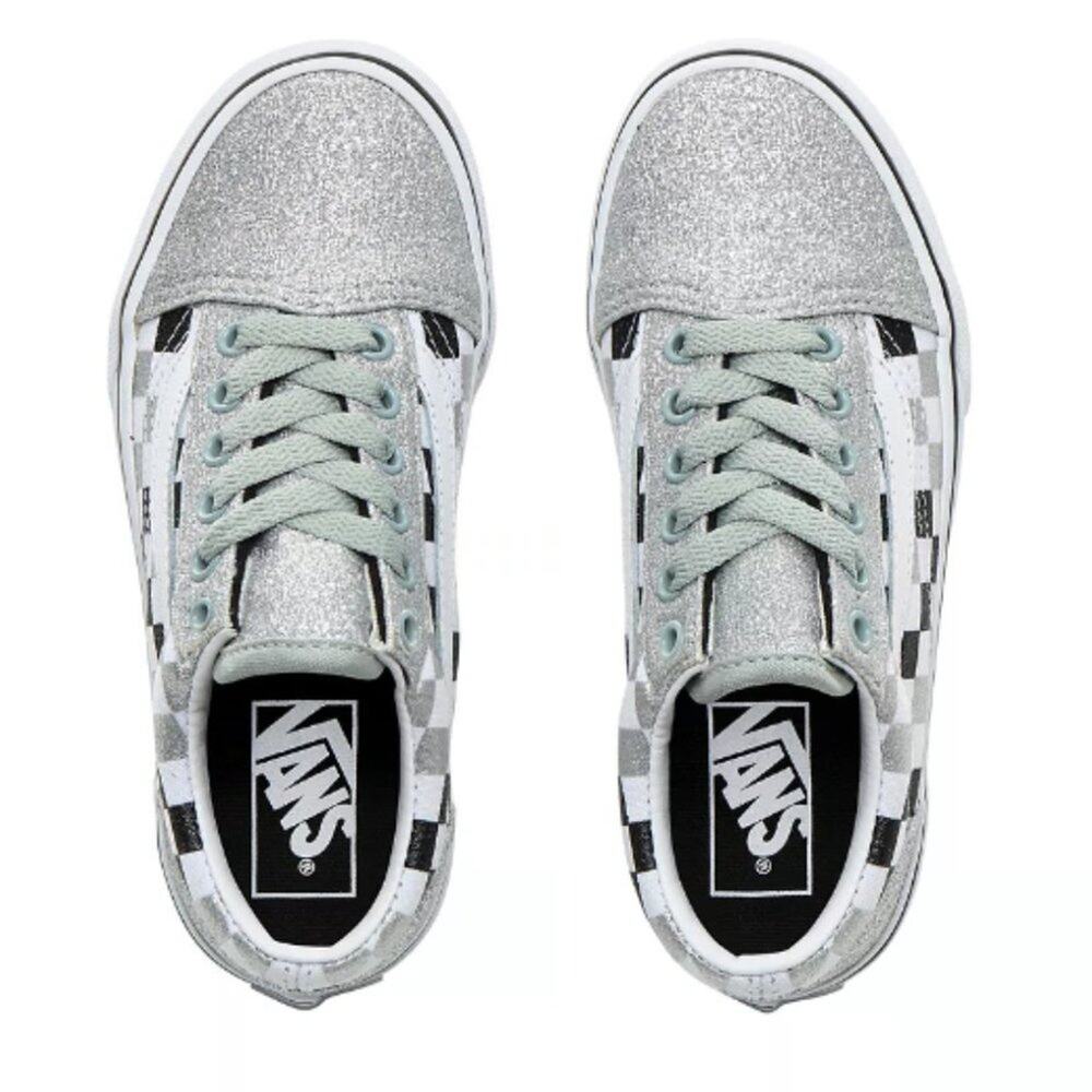 Vans Kids Glitter Checkerboard Old Skool Shoes Size 12.0K NEW